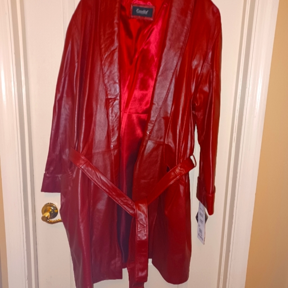 Red Leather Coat NWT